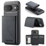For Google Pixel 9 Pro / 9 Fierre Shann 2 in 1 Holder RFID Card Slot Wallet MagSafe Phone Case(Black)