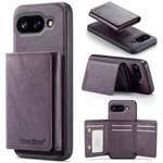 For Google Pixel 9a Fierre Shann 2 in 1 Holder RFID Card Slot Wallet MagSafe Phone Case(Purple)