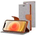 For iPhone 12 / 12 Pro GOOSPERY CANVAS DIARY Cross Texture Horizontal Flip Leather Case with Card Slots & Wallet & Holder(Grey)