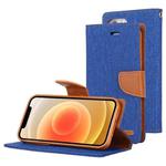 For iPhone 12 / 12 Pro GOOSPERY CANVAS DIARY Cross Texture Horizontal Flip Leather Case with Card Slots & Wallet & Holder(Blue)