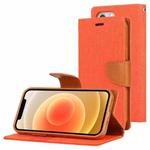 For iPhone 12 / 12 Pro GOOSPERY CANVAS DIARY Cross Texture Horizontal Flip Leather Case with Card Slots & Wallet & Holder(Orange)
