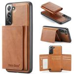 For Samsung Galaxy S22+ 5G Fierre Shann 2 in 1 Holder RFID Card Slot Wallet MagSafe Phone Case(Dark Brown)