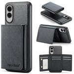 For Samsung Galaxy S25 Edge 5G Fierre Shann 2 in 1 Holder RFID Card Slot Wallet MagSafe Phone Case(Black)
