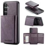 For Samsung Galaxy S24+ 5G Fierre Shann 2 in 1 Holder RFID Card Slot Wallet MagSafe Phone Case(Purple)
