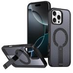 For iPhone 16 Pro Max kalebol Honeycomb Cooling MagSafe Holder Phone Case(Black)