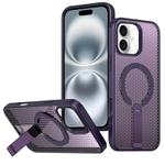For iPhone 16 Plus kalebol Honeycomb Cooling MagSafe Holder Phone Case(Purple)