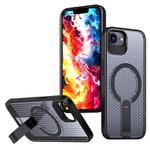 For iPhone 16e kalebol Honeycomb Cooling MagSafe Holder Phone Case(Black)