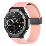 For Amazfit T-Rex 3 xDfind  Flat Head Groove Folding Black Buckle Silicone Watch Band(Light Pink)