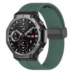 For Amazfit T-Rex 3 xDfind  Flat Head Groove Folding Black Buckle Silicone Watch Band(Pine Green)
