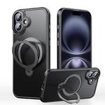 For iPhone 16 Plus Gear-Style Stress Relief 360 Rotation Holder MagSafe Phone Case(Black)