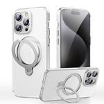 For iPhone 14 Pro Max Gear-Style Stress Relief 360 Rotation Holder MagSafe Phone Case(Transparent)