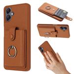 For Samsung Galaxy A07 / A06 Litchi Texture Drawing Card Bag Ring Holder Phone Case(Brown)