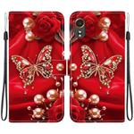 For Samsung Galaxy XCover7 5G Crystal Texture Colored Drawing Leather Phone Case(Pearl Butterfly Rose)