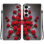 For Samsung Galaxy S23+ 5G Crystal Texture Colored Drawing Leather Phone Case(Red Roses)