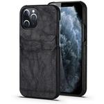 For iPhone 12 mini Calf Texture PU + PC Protective Case with Card Slots(Black)
