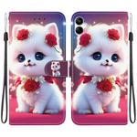 For Samsung Galaxy A04e / F04 / M04 Crystal Texture Colored Drawing Leather Phone Case(Rose Cat)