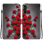 For Samsung Galaxy A13 4G / 5G / A04 Crystal Texture Colored Drawing Leather Phone Case(Red Roses)