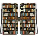 For Samsung Galaxy A25 5G Crystal Texture Colored Drawing Leather Phone Case(Bookshelf)