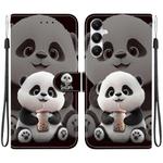 For Samsung Galaxy A35 5G Crystal Texture Colored Drawing Leather Phone Case(Milk Tea Bear)
