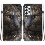 For Samsung Galaxy A53 5G Crystal Texture Colored Drawing Leather Phone Case(Black Gold Lion)