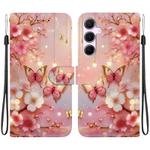 For Samsung Galaxy A55 5G Crystal Texture Colored Drawing Leather Phone Case(Lantern Butterflies)