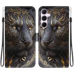 For Samsung Galaxy A55 5G Crystal Texture Colored Drawing Leather Phone Case(Black Gold Lion)
