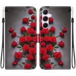 For Samsung Galaxy A55 5G Crystal Texture Colored Drawing Leather Phone Case(Red Roses)