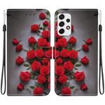 For Samsung Galaxy A73 5G Crystal Texture Colored Drawing Leather Phone Case(Red Roses)