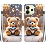 For Redmi Note 14 4G 164.84mm Crystal Texture Colored Drawing Leather Phone Case(Diamond Bear)