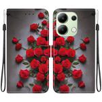 For Redmi Note 13 4G Crystal Texture Colored Drawing Leather Phone Case(Red Roses)