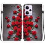 For Redmi Note 12 Pro 5G Global / Speed Crystal Texture Colored Drawing Leather Phone Case(Red Roses)