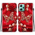 For Redmi Note 12 5G Global / Xiaomi Poco X5 Crystal Texture Colored Drawing Leather Phone Case(Pearl Butterfly Rose)