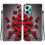 For Redmi Note 12 5G Global / Xiaomi Poco X5 Crystal Texture Colored Drawing Leather Phone Case(Red Roses)