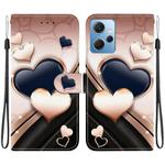 For Redmi Note 12 4G Global Crystal Texture Colored Drawing Leather Phone Case(Love Heart)