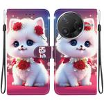 For Redmi K80 / K80 Pro / Xiaomi Poco F7 Pro Crystal Texture Colored Drawing Leather Phone Case(Rose Cat)