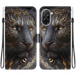 For Redmi A5 4G 171.7mm Crystal Texture Colored Drawing Leather Phone Case(Black Gold Lion)