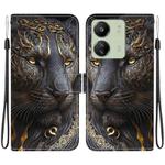 For Redmi 13C 4G / 5G / Xiaomi Poco C65 Crystal Texture Colored Drawing Leather Phone Case(Black Gold Lion)