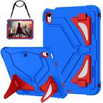 For iPad 2025 / 2022 Black Leopard  Silicone Hydric PC Tablet Case with Shoulder Strap(Blue Red)
