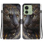 For Motorola Edge 40 Crystal Texture Colored Drawing Leather Phone Case(Black Gold Lion)
