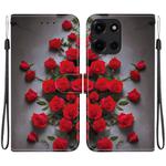 For Motorola Moto G Power 2025 Crystal Texture Colored Drawing Leather Phone Case(Red Roses)
