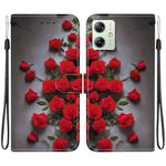For Motorola Moto G54 Crystal Texture Colored Drawing Leather Phone Case(Red Roses)