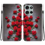 For Motorola Moto G75 5G Crystal Texture Colored Drawing Leather Phone Case(Red Roses)