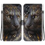 For OPPO A38 / OPPO A18 Crystal Texture Colored Drawing Leather Phone Case(Black Gold Lion)