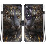For OPPO A60 4G Crystal Texture Colored Drawing Leather Phone Case(Black Gold Lion)