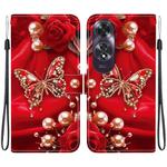 For OPPO A60 4G Crystal Texture Colored Drawing Leather Phone Case(Pearl Butterfly Rose)