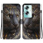 For OPPO A79 5G Global Crystal Texture Colored Drawing Leather Phone Case(Black Gold Lion)