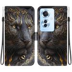 For OPPO Reno11 F / OPPO F25 Pro Crystal Texture Colored Drawing Leather Phone Case(Black Gold Lion)