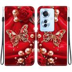 For OPPO Reno11 F / OPPO F25 Pro Crystal Texture Colored Drawing Leather Phone Case(Pearl Butterfly Rose)