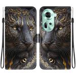For OPPO Reno11 Global Crystal Texture Colored Drawing Leather Phone Case(Black Gold Lion)