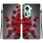 For OPPO Reno11 Global Crystal Texture Colored Drawing Leather Phone Case(Red Roses)